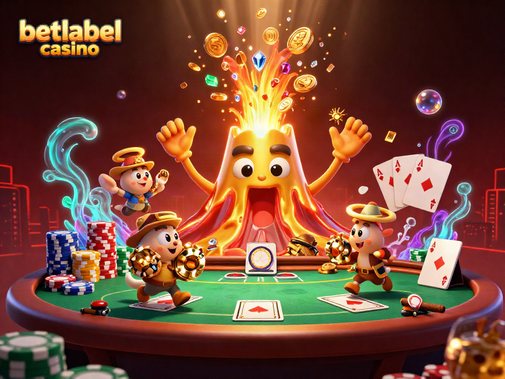 Win big at betlabel casino with a thrilling scene of treasure and poker excitement.